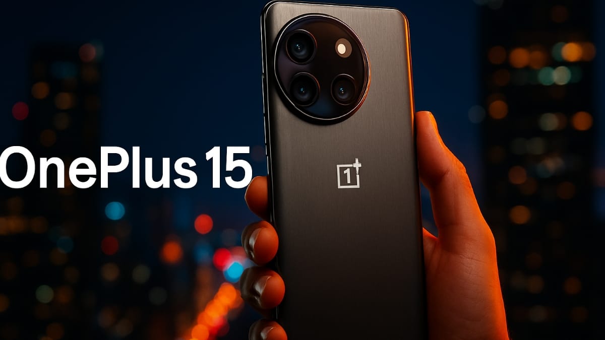 OnePlus 15 5G smartphone front and back view showing design, camera, display, and features 2025,2026