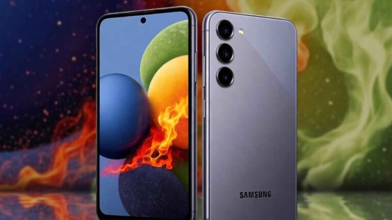 Samsung Galaxy F17 5G front and back view with bright AMOLED screen