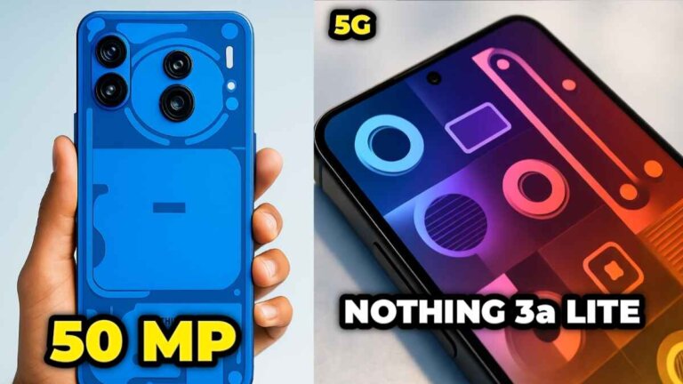 Nothing Phone 3a Lite full view with transparent back and LED Glyph lighting Launch dzte